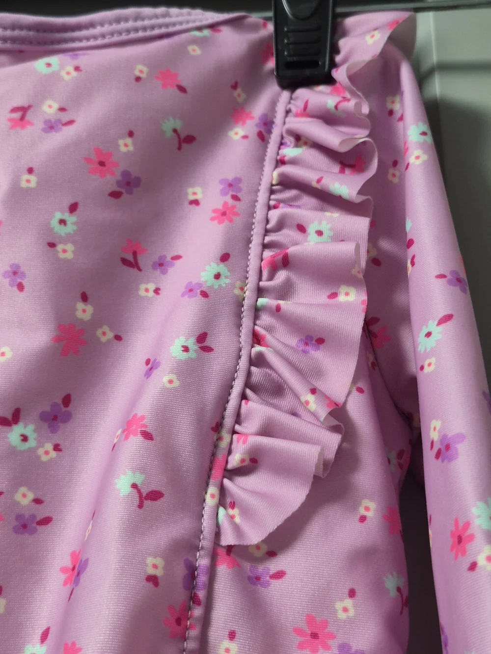 Cat & Jack Pink Floral Long-Sleeve Girls' Rashguard One-Piece 18M